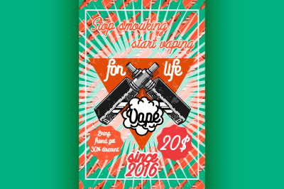Color vintage vape, e-cigarette poster