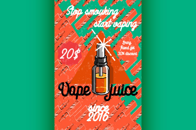 Color vintage vape, e-cigarette poster