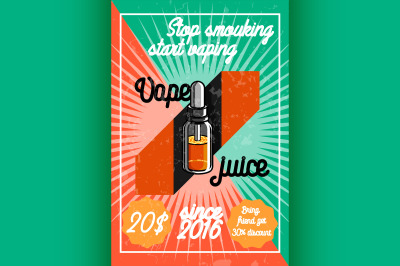 Color vintage vape, e-cigarette poster
