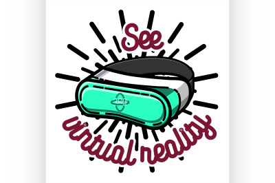 Color vintage Virtual Reality emblem