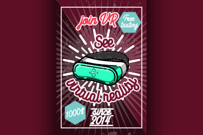 Color vintage Virtual Reality poster