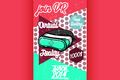 Color vintage Virtual Reality poster