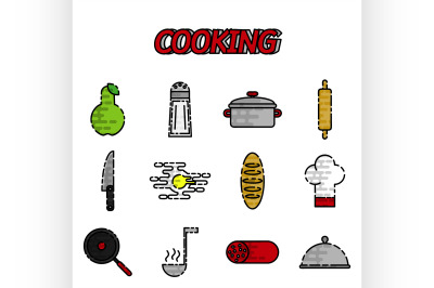 Cooking flat icon set