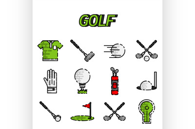 Golf flat icon set