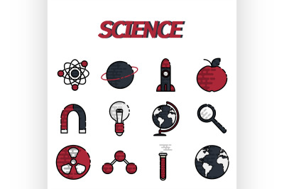 Science flat icons set