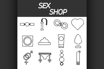 Sex shop icons set