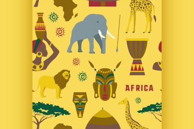 Africa icons set pattern