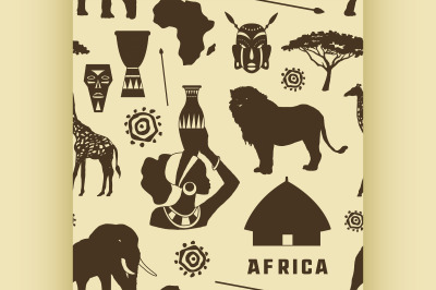 Africa icons set pattern