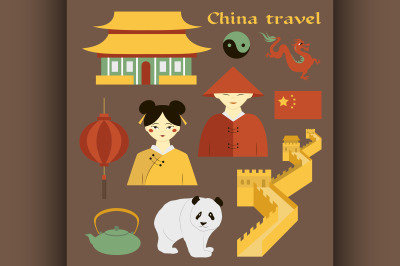 Travel to China. Set of icons