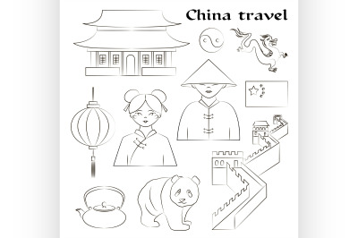 Travel to China. Set of icons