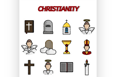 Christianity flat icon set