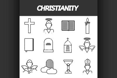 Christianity icons set