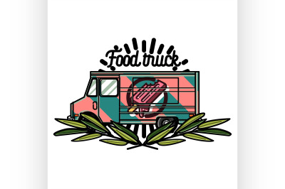 Color vintage Food truck emblem
