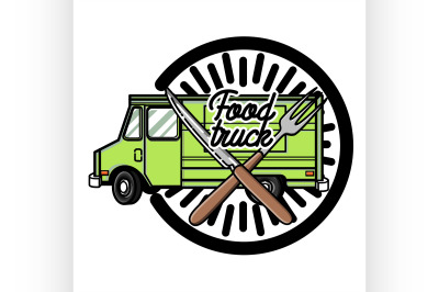 Color vintage Food truck emblem
