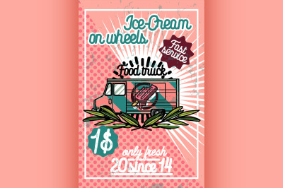 Color vintage Food truck poster