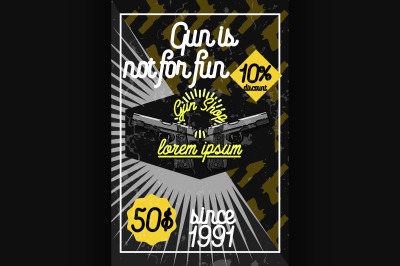 Color vintage guns shop poster