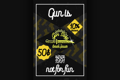 Color vintage guns shop poster