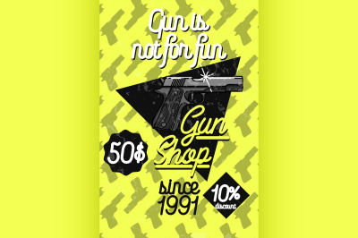 Color vintage guns shop poster