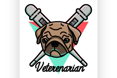 Color vintage veterinarian emblem