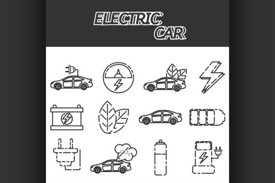 Electric car icon set