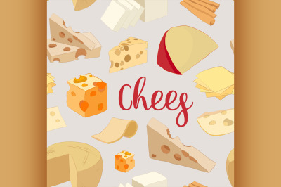 Hand drawn set of chees pattern