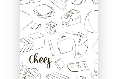 Hand drawn set of chees pattern