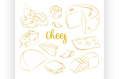 Hand drawn set of chees