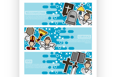 Set of Horizontal Banners about Christianity