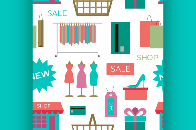 Set of shopping icons pattern