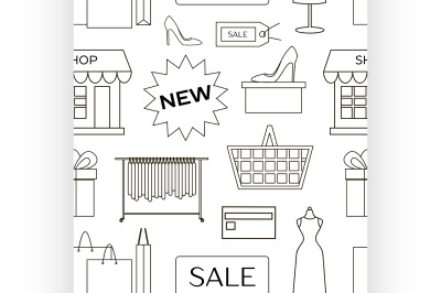 Set of shopping icons pattern