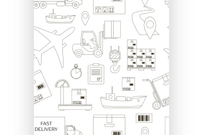 Shipping and delivery icons set pattern