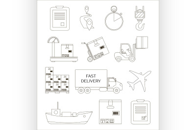 Shipping and delivery icons set