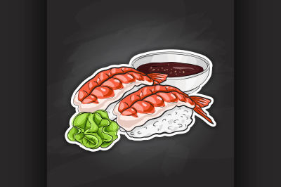 Vector color sticker, Ebi Nigiri Sushi