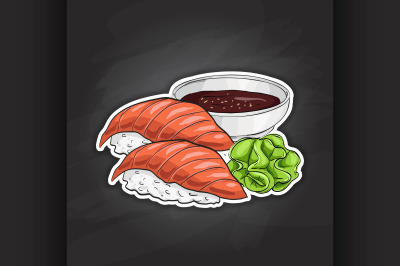 Vector color sticker, Sake Nigiri Sushi