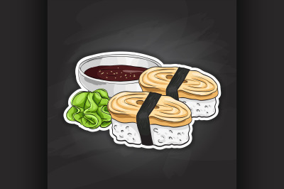 Vector color sticker, Tamago Nigiri Sushi