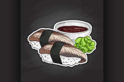 Vector color sticker, Unagi Nigiri Sushi