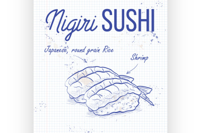 Vector color sticker, Ebi Nigiri Sushi