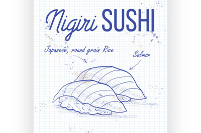 Vector nigiri sushi sketch