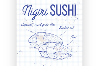 Vector nigiri sushi sketch