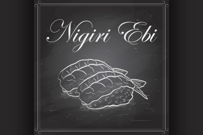 Vector sushi color, Nigiri Ebi