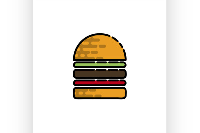 Fast food flat icon set