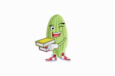 Cacao Fruit with Books Cartoon Character Design