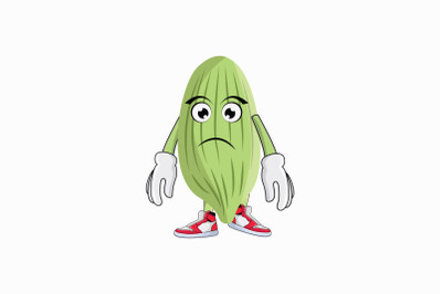 Cacao Fruit Frown Cartoon Character Design