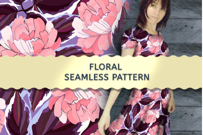 Art floral vector seamless pattern with peonies.