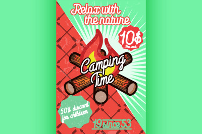 Color vintage Camping poster