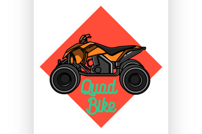 Color vintage quad bike emblem