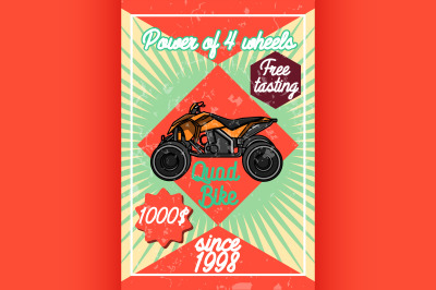 Color vintage quad bike poster