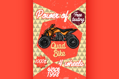 Color vintage quad bike poster