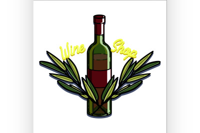 Color vintage wine shop emblem