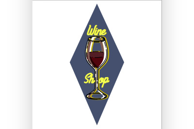 Color vintage wine shop emblem